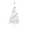 vidaXL Albero di Natale a Met&agrave; Preilluminato con Palline Bianco 120 cm