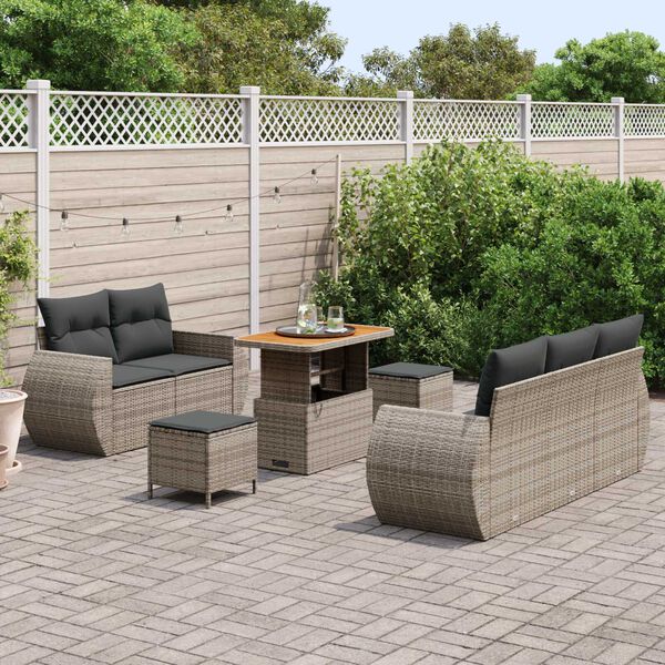 vidaXL Set Divano da Giardino con cuscino 8 pcs Grigio polyrattan