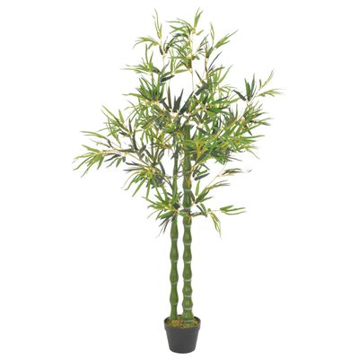vidaXL Pianta di Bambù Artificiale con Vaso Verde 160 cm