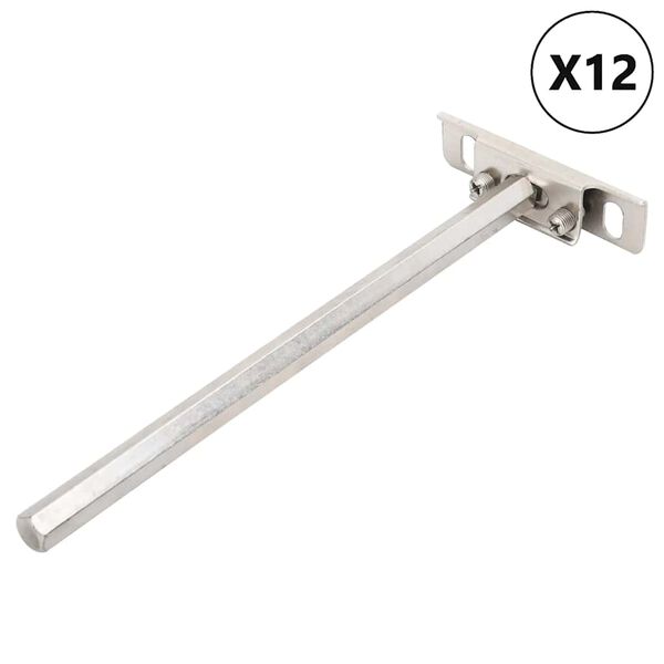vidaXL Staffe Mensole Galleggianti 12pz &Oslash;12x200 mm Acciaio al Carbonio