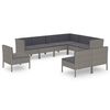 vidaXL Set Divani da Giardino 9 pz con Cuscini in Polyrattan Grigio