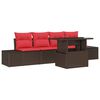 vidaXL Set Divano da Giardino 5 pz 4-Numero di posti Marrone e Rosso