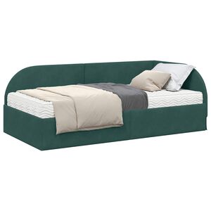vidaXL Struttura Letto Angolare con Materasso 2 pcs Verde Velluto