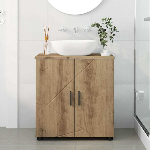 vidaXL Mobile da Bagno con porta Rovere artigianale 61 x 35 x 64 cm