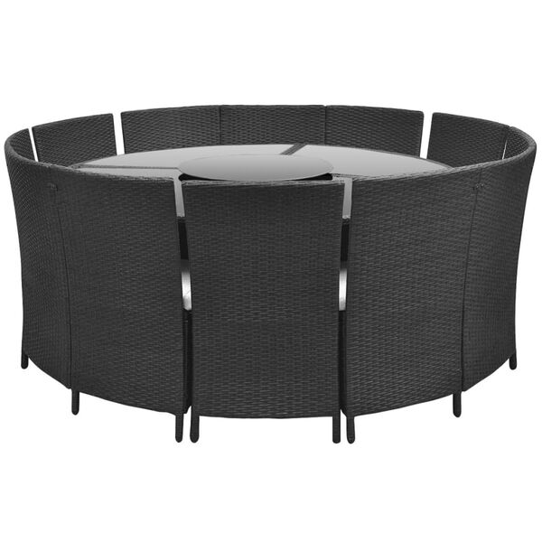 vidaXL Set da Pranzo da Giardino 7 pz con Cuscini in Polyrattan Nero