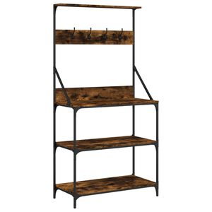 vidaXL Scaffale Cucina Ganci 4 Ripiani Rovere Fumo Legno Multistrato