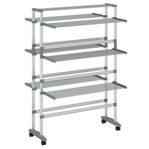 vidaXL Stendibiancheria con Ruote 89x64x129 cm in Alluminio