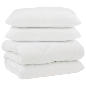 vidaXL Piumone con Cuscini 3 pcs Bianco Microfibra e Piuma d'Oca