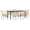 vidaXL Set Pranzo da Giardino 7pz Marrone Polyrattan Vetro
