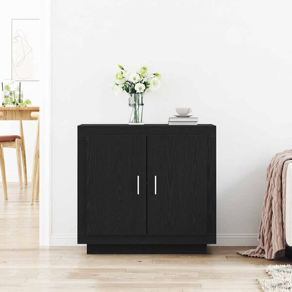 vidaXL Credenza Rovere Nero 80 x 40 x 75 cm Legno multistrato