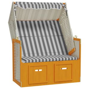 vidaXL Strandkorb con Tettoia Polyrattan Legno Massello Bianco Grigio
