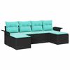 vidaXL Set Divano da Giardino con cuscino 6 pcs Nero polyrattan