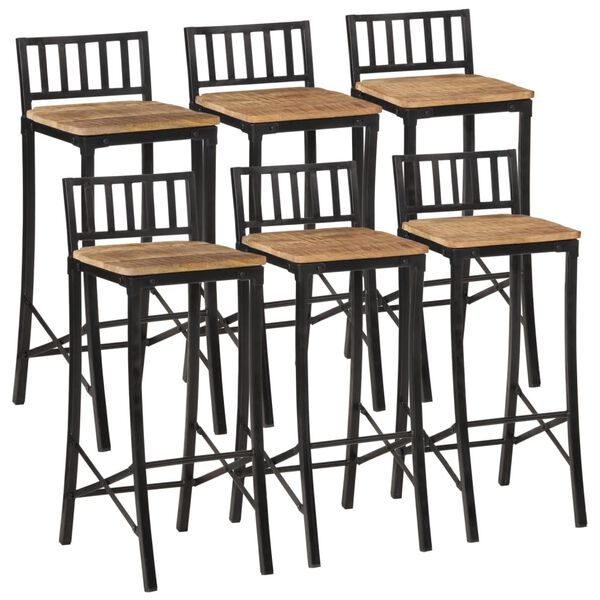 vidaXL Set Bar 7pz Legno Massello Mango Grezzo e Metallo