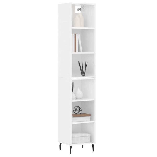 vidaXL Credenza 34,5x32,5x180 cm in Legno Multistrato Bianco Lucido