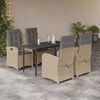 vidaXL Set Pranzo da Giardino 5 pz con Cuscini Beige Misto Polyrattan