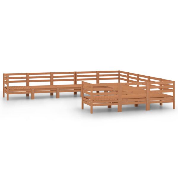 vidaXL Set Salotto da Giardino 11 pz Ambra in Legno Massello di Pino