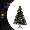 vidaXL Albero di Natale artificiale con luci integrate Nero 120 cm PVC