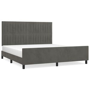 vidaXL Giroletto senza Materasso Grigio Scuro 160x200 cm Velluto