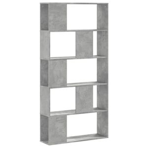 vidaXL Libreria 5 Ripiani Grigio Cemento 80,5x23,5x162,5cm Multistrato