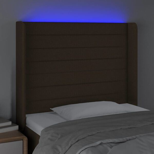 vidaXL Testiera a LED Marrone Scuro 83x16x118/128 cm in Tessuto