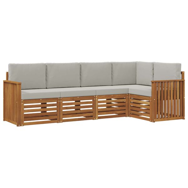vidaXL Set divani con cuscino 5 pcs Grigio Naturale e Chiaro