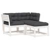 vidaXL Set Divani Giardino 3 pz con Cuscini Bianco Legno Massello Pino