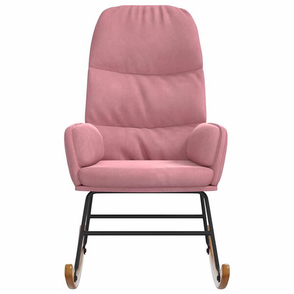 vidaXL Sedia a Dondolo Rosa in Velluto