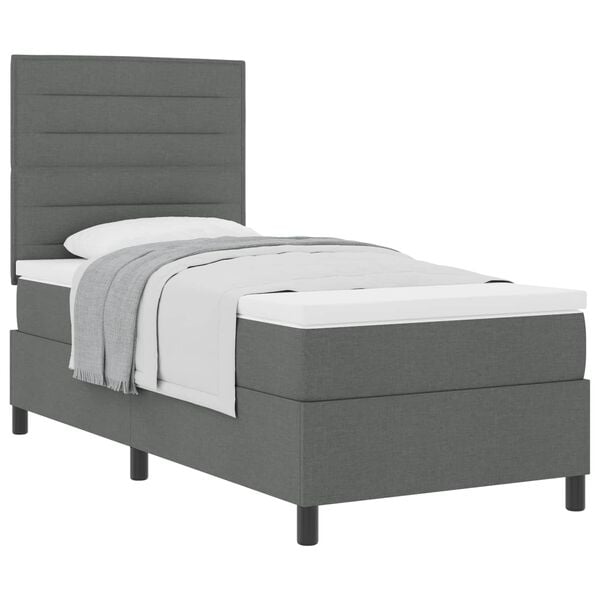 vidaXL Letto a molle con materasso Grigio scuro 90 x 200 cm Tessuto