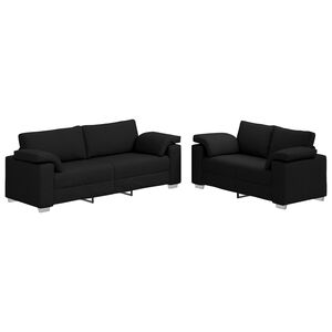 vidaXL Divano 2 pcs Nero 219 x 80 x 82 cm Tessuto
