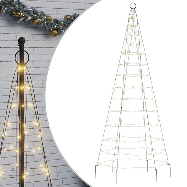 vidaXL Albero di Natale a LED su Pennone 200 LED Bianco Caldo 180 cm