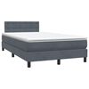 vidaXL Letto a Molle con Materasso e LED Grigio Scuro 120x220 cm Velluto