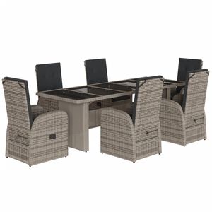 vidaXL Set da Pranzo da Giardino 7 pz con Cuscini in Polyrattan Grigio