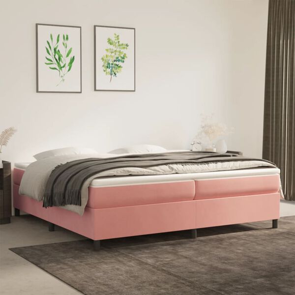 vidaXL Struttura Letto a Rete a Molle Rosa 200x200 cm in Velluto