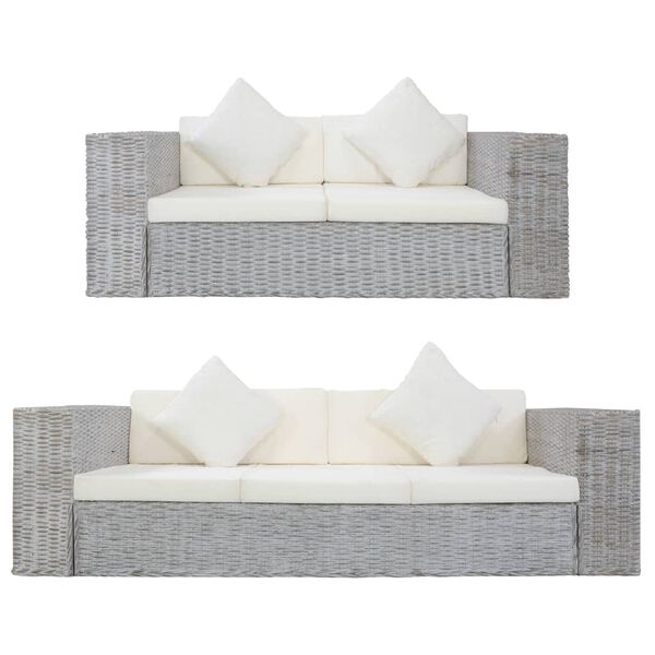 vidaXL Set di Divani 2 pz con Cuscini Grigio in Rattan Naturale