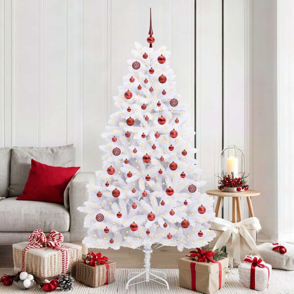 vidaXL Albero di Natale Artificiale con Rami Pieghevoli Bianco 180 cm