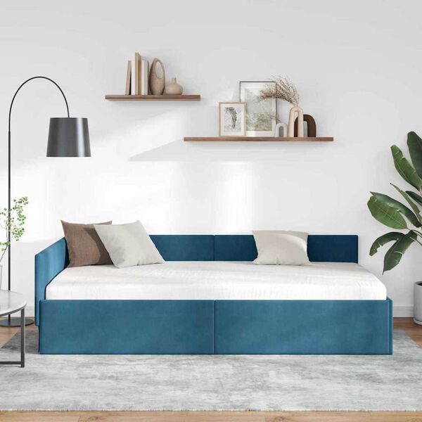 vidaXL Cornice del letto ad angolo Blu 80 cm x 200 cm Velluto