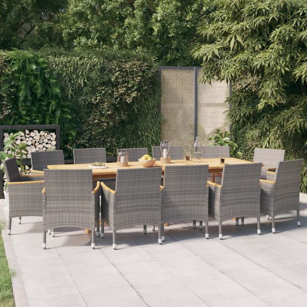 vidaXL Set da Pranzo per Giardino 13 pz con Cuscini Grigio