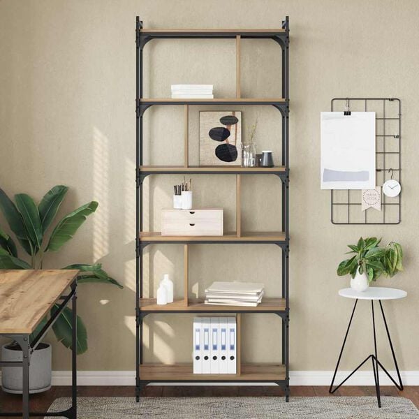 vidaXL Libreria rovere artigianale 76 x 32 x 192 cm Legno multistrato