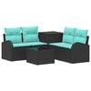 vidaXL Set di divani 6 pz Nero e Blu Rattan sintetico e Acciaio