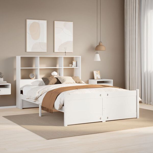 vidaXL Letto Libreria senza Materasso Bianco 140x190 cm Legno di Pino