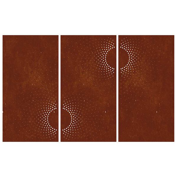 vidaXL Decorazioni Muro da Giardino 3 pz 105x55 cm Sole Acciaio Corten