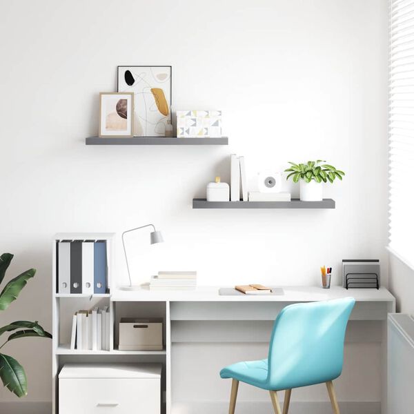 vidaXL Scaffali a Parete 2 pz Grigi 80x23,5x3,8 cm in MDF