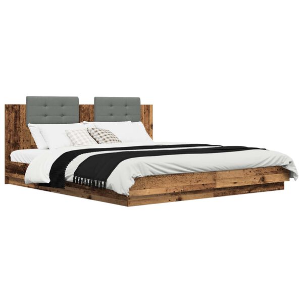 vidaXL Struttura letto con testata Legno vecchio 200 x 200 cm