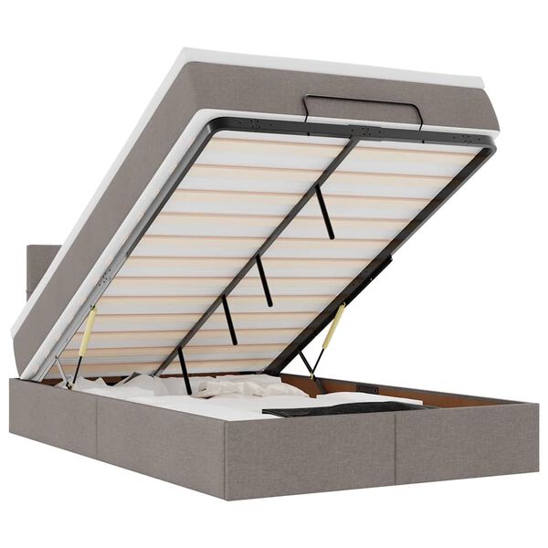 vidaXL Struttura Letto Pouf con Materasso Tortora 120x190 cm Tessuto