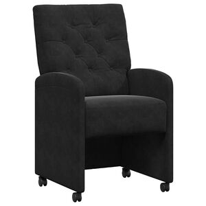 vidaXL Sedie da Pranzo con Ruote 2 pz Velluto Nero 58 x 67 x 97 cm
