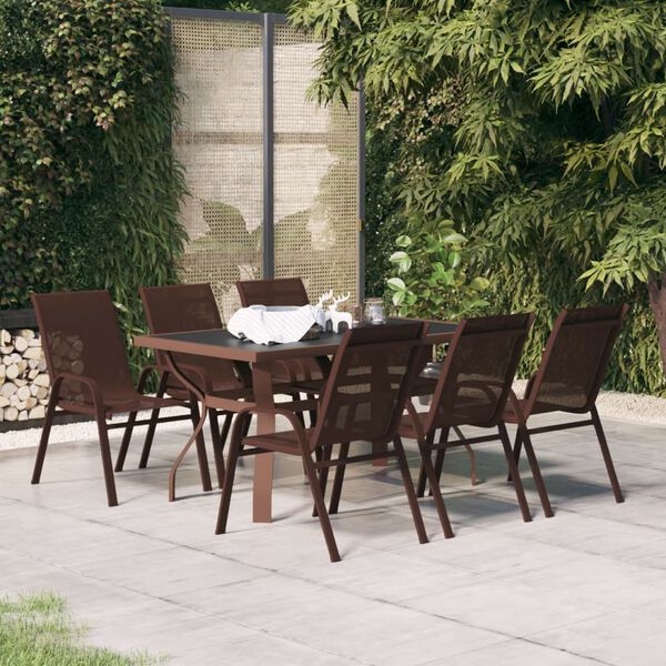 vidaXL Set da Pranzo da Giardino 7 pz Marrone e Nero