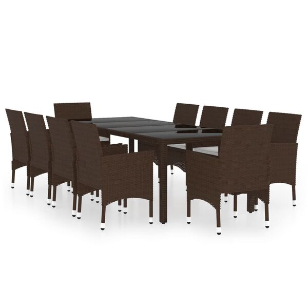 vidaXL Set da Pranzo da Giardino 11 pz in Polyrattan Marrone