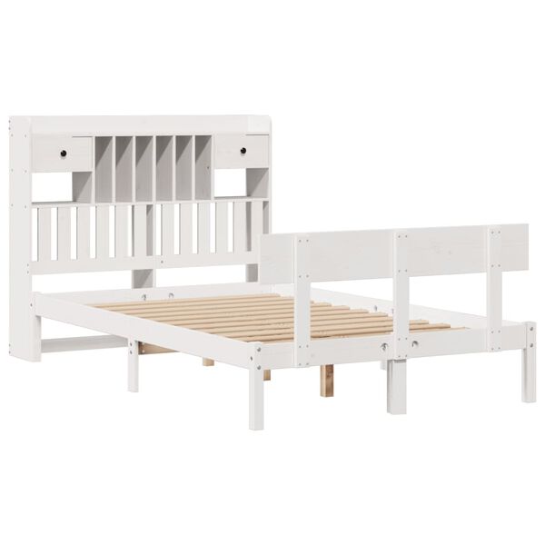 vidaXL Letto Libreria senza Materasso Bianco 135x190 cm Legno di Pino