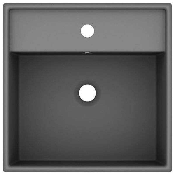 vidaXL Lavabo con Troppopieno Quadrato Grigio Opaco 41x41 cm Ceramica