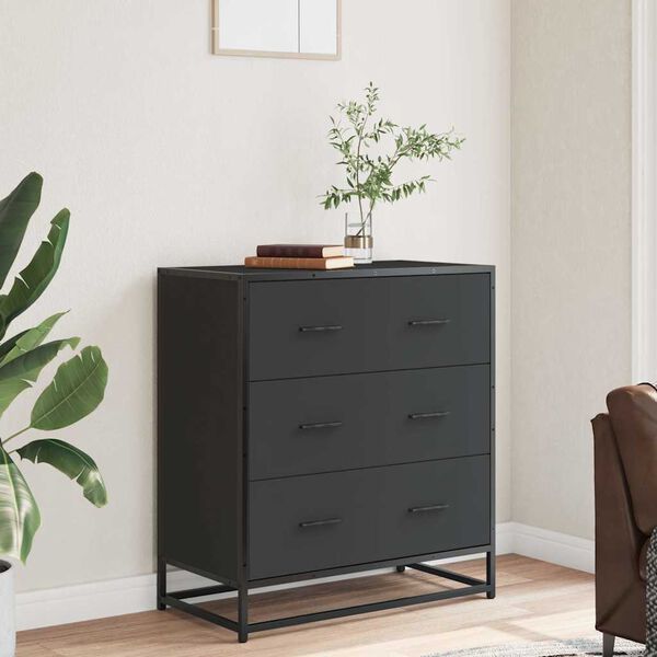vidaXL Credenza Rovere Nera 68x35x76 cm in Truciolato e Metallo